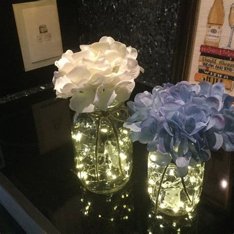 Mason Jars With Fairy Lights Farmhouse Wedding Centerpiece Etsy In