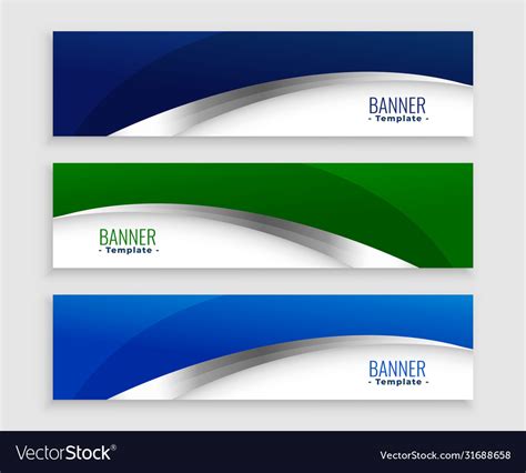 Blue and green wave business banners set Vector Image