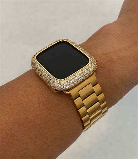 Custom Apple Watch Band Mens Gold 38 40 42 44mm Rolex Style And Or Lab