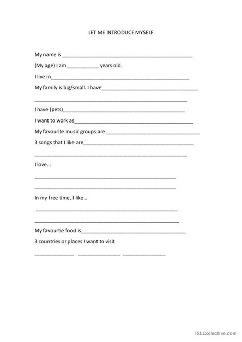 Let Me Introduce Myself English Esl Worksheets Pdf And Doc