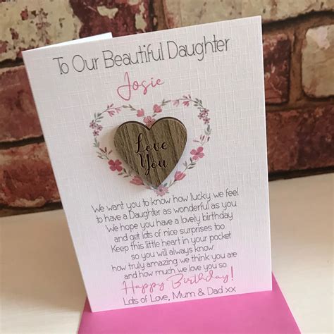 Personalised Daughter Birthday Card With Keepsake Heart Etsy
