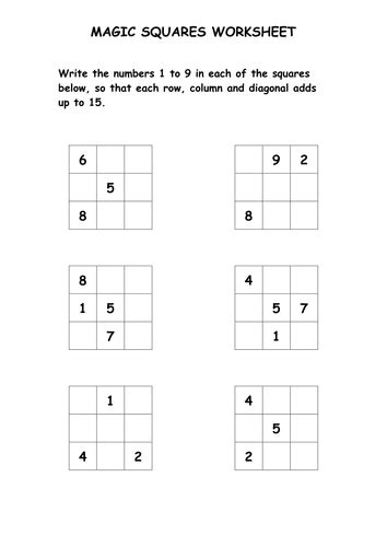 Magic Squares Puzzle Worksheet By Ryansmailes Teaching Resources Tes