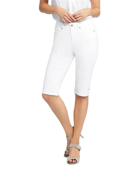 Nydj Cotton Blend Side Slit High Rise Slim Capris Jeans In Optic White