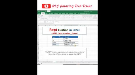 How To Use Rept Function In Excel Ll Use Of Rept Formula In Excel