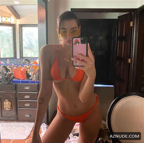 Dua Lipa Enjoys A Day In An Orange Bikini In The Pool Aznude