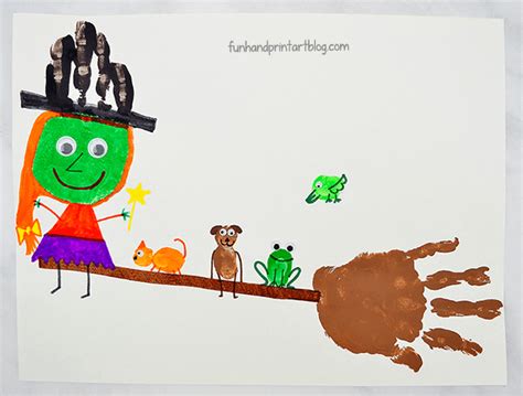 Print out and colour in this father's day card craft. Fun Room On The Broom Craft Idea: Handprint Broomstick And ...