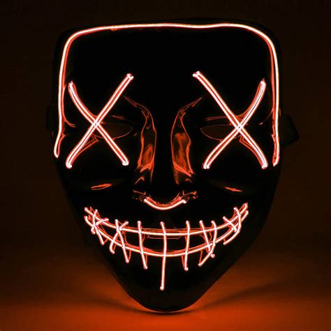 Halloween Purge Mask Light Up Neon Multiple Colours My Festival Friend