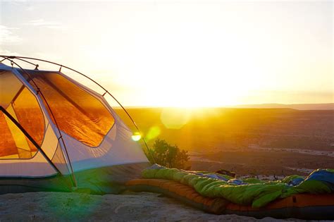 Hd Wallpaper Camping Tent On Cliff During Golden Hour Orange And