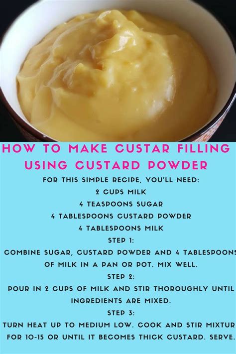 Baking Tips How To Make Custard With Custard Powder Filling Recipes