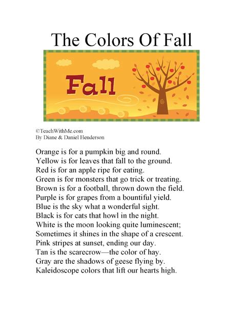 Classroom Freebies The Colors Of Fall