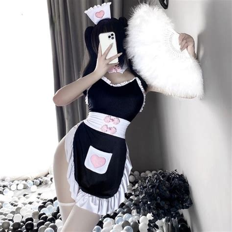 sexy cute maid backless costume and maidservant dress anime etsy