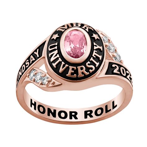 Ladies Rose Gold Over Sterling Birthstone Traditional Class Ring