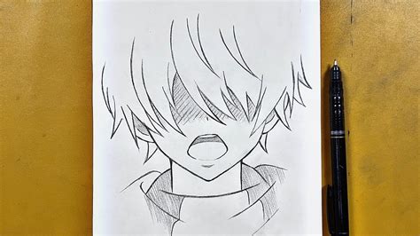 Easy Anime Sketch How To Draw Cute Anime Boy Step By Step Youtube