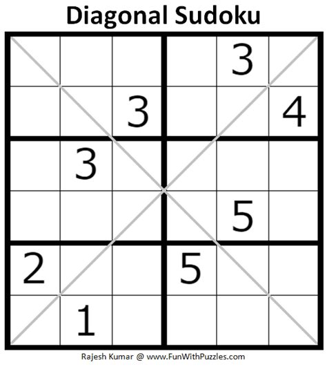 Diagonal Sudoku Puzzles Mini Sudoku Series 107 108 Fun With Puzzles