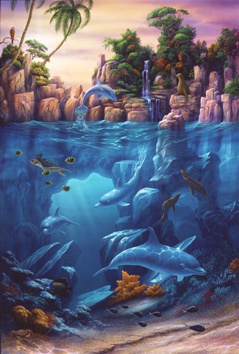 Dolphin Painting Dolphin Art Underwater Painting Sea Painting