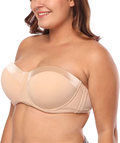 Strapless Clear Back Strap Bra Large Bust Plus Size Full Cup Multiway
