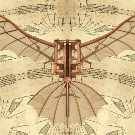 Leonardo Da Vinci Flying Machine Under Parchment Art Print Arte
