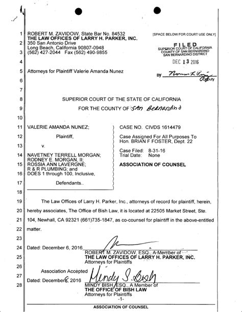 Notice Of Association Of Counsel For Plaintiff Filed Notice Of Association Of Counsel On The