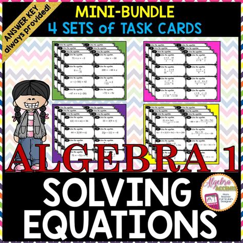 Solving Equations Mini Bundle 4 Sets Of Task Cards Solving Equations