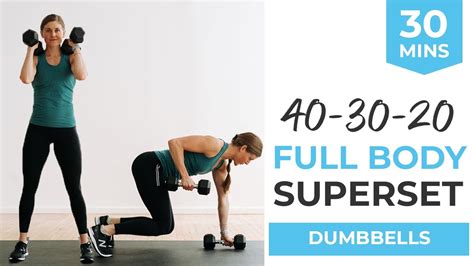 Minute Dumbbell Hiit Workout Full Body Superset Workout Timed Intervals Youtube