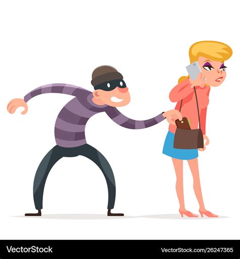 criminal thief stealing purse from helpless woman vector image