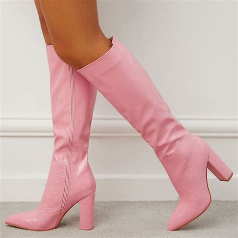 aosphiraylian for dropship elegant pointed toe zipper black pink green high heels knee high