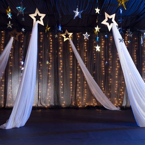 Gold Hanging Shooting Stars With Fabric Starry Night Prom Prom Decor