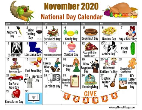 November National Day Calendar Free Printable Calendars