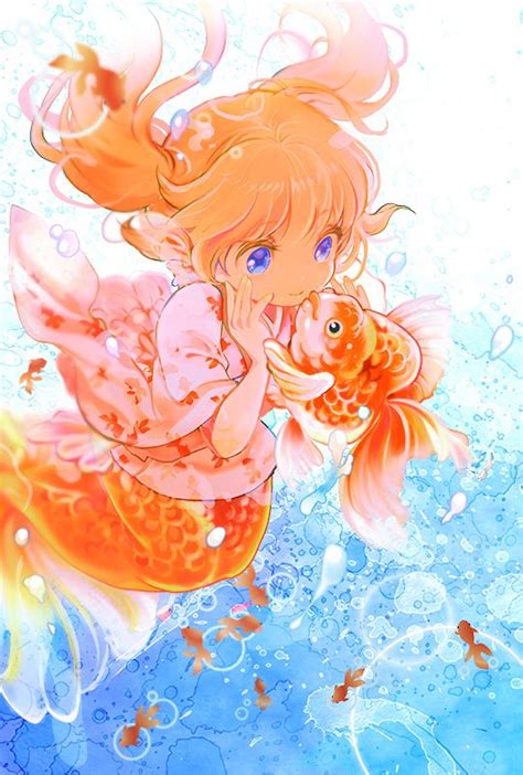 Anime Mermaid With A Goldfish Please Commit If You Know