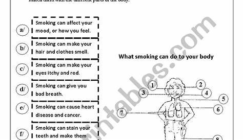 health worksheet and reading smoking