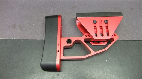 Ar15 Ar10 Tactical Red Aluminum Skeleton Minimalist Adjustable Butt