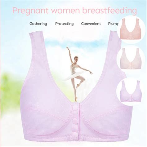 Cotton Wire Free Maternity Bra Tops Breastfeeding Front 3 Buttons Comfort Pregnant Feeding