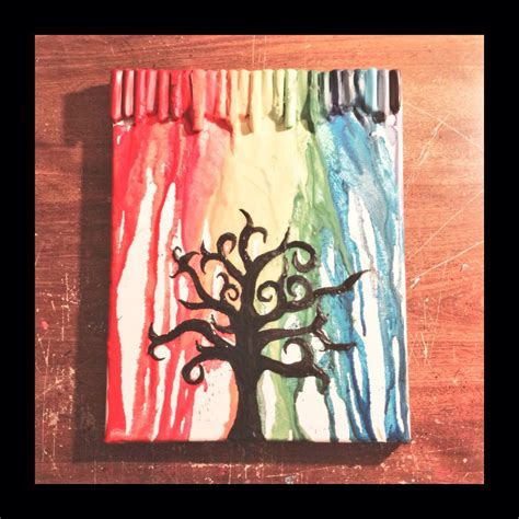 Melted Crayon Art With Tree Tree Art Crayon Art Melted Art