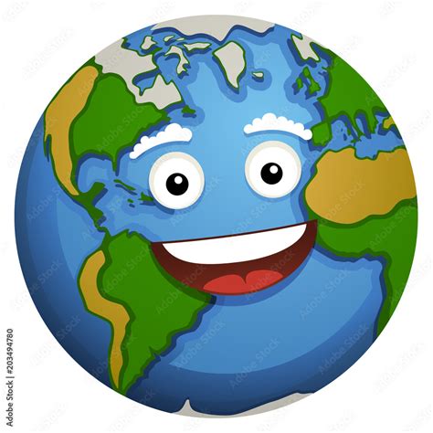 Vector Illustration Of A Smiling Happy Cartoon Planet Earth Stock Vector Adobe Stock
