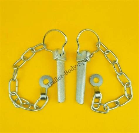 2 X Flat Sword Cotter Pin And Chain With Tab Washer Trailers Horse Box
