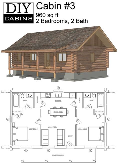 3 Bedroom 2 Bath Log Cabin Floor Plans Noconexpress