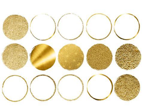 Gold Circles Clipart Gold Foil And Gold Glitter Circles Etsy