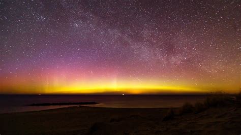 Northern Lights Milky Way Starry Sky Aurora Denmark 4k