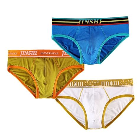 Buy Jinshi Mens Sexy Low Rise Brief Colors May Vary Pack Of 3 2x Large At