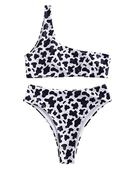 Buy Zaful Womens Two Piece Swimsuits One Shoulder Sexy Low Waist Bikini Set Swimsuit White4 S