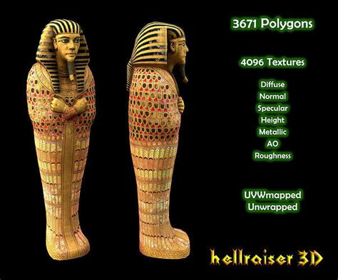 3d model egyptian sarcophagus pbr textured vr ar low poly cgtrader