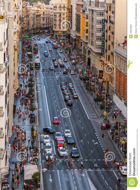 Gran Via Street In Madrid Spain Editorial Photography