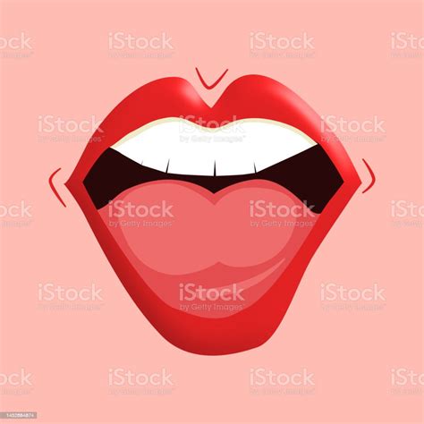 Woman Open Mouth On Peach Background Stock Illustration Download