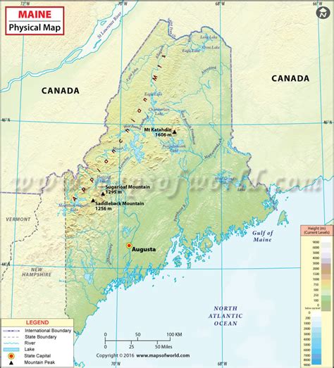 Physical Map Of Maine Maine Physical Map