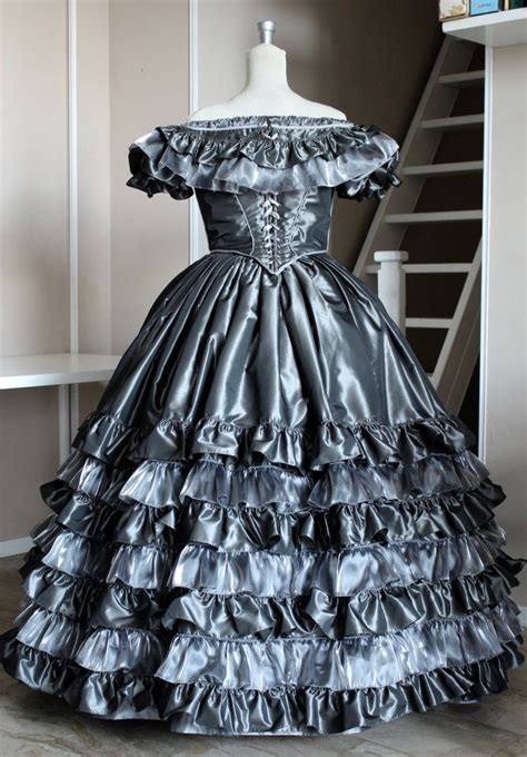 Custom civil war era, victorian, 1860's, 19th century ball gown by batisteandfrenchlacee these pictures of this page are about:painting ball gown 1860s. Victorian ball gown in grey taffeta and organza silver ...