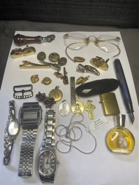 Vintage Antique Estate Junk Drawer Lot Watches Pins Money Jewelry Collection 001 Picclick
