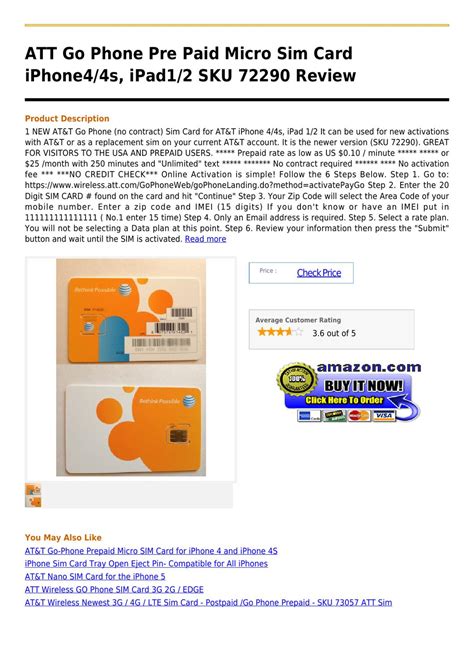 Orange is a mobile phone service company, and according to their website, a sim card is free. ATT Go Phone Pre Paid Micro Sim Card iPhone4 4s, iPad1 2 SKU 72290 by timmyy mhoy - issuu