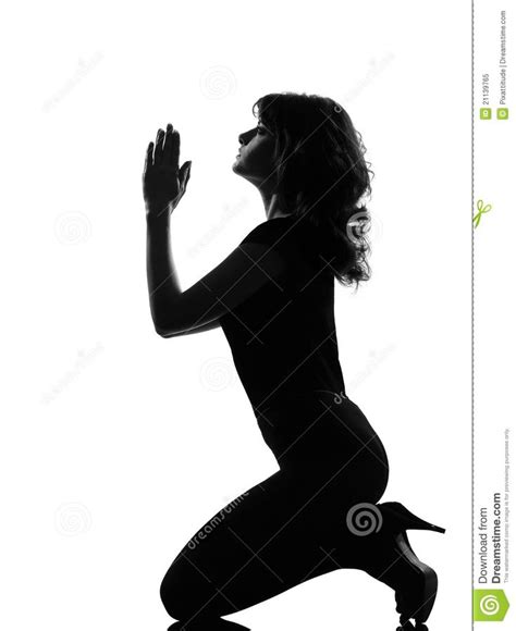 Silhouette Woman Kneel Praying Imploring Woman Silhouette Silhouette Human Silhouette