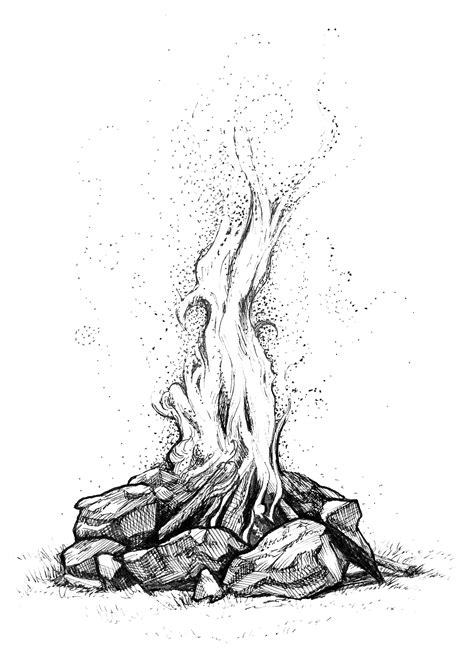 Campfire 5x7 Art Print Of Original Ink Drawing Etsy