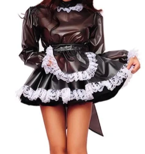 french sissy maid lockable black pvc dress cosplay costume tailor made 83 50 picclick